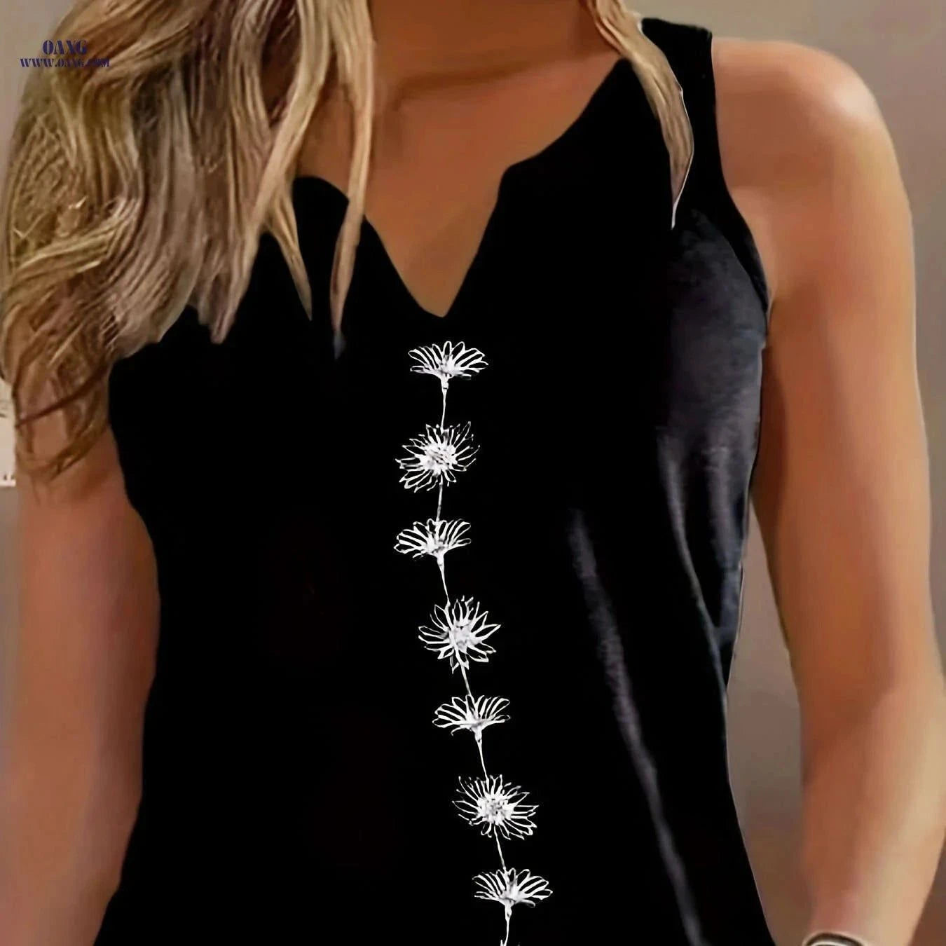 Casual Regular Fit Floral Vest - Semi-Sheer Spring/Summer Style   OAXG White / S