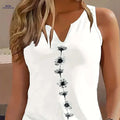Casual Regular Fit Floral Vest - Semi-Sheer Spring/Summer Style   OAXG White / S
