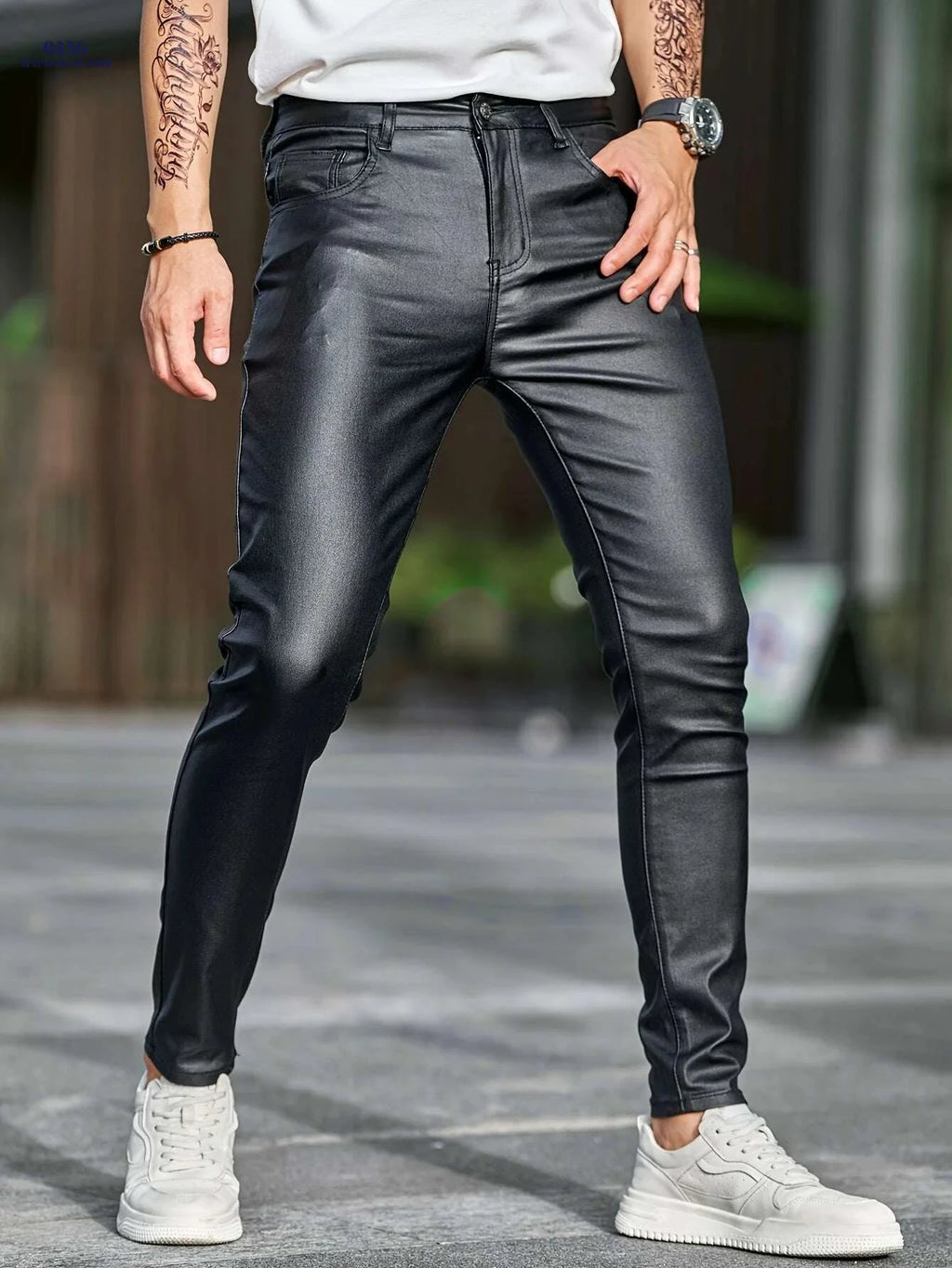 Casual Skinny Men’s Denim Trousers - High Stretch Woven Fabric   OAXG 