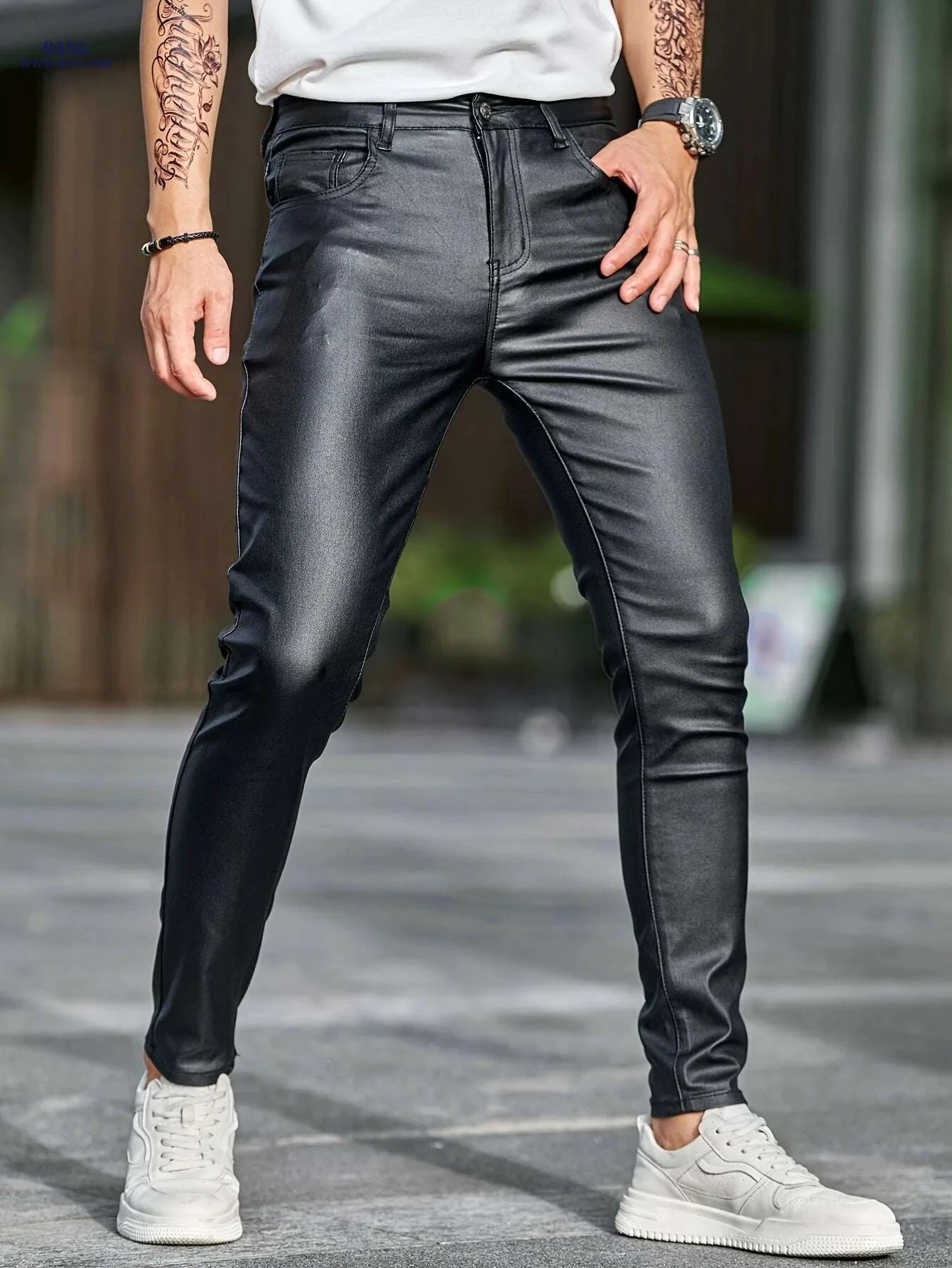 Casual Skinny Men’s Denim Trousers - High Stretch Woven Fabric   OAXG 