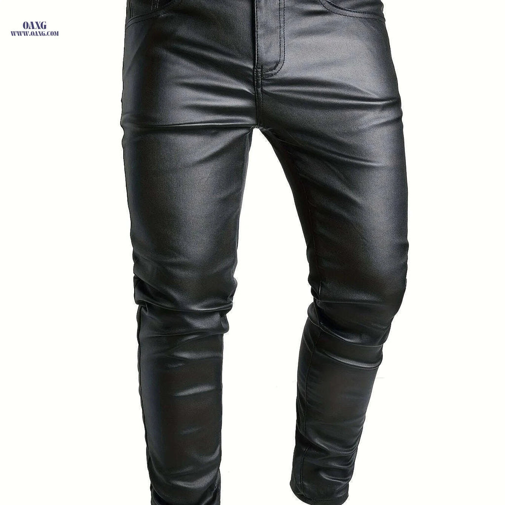 Casual Skinny Men’s Denim Trousers - High Stretch Woven Fabric   OAXG Black / XS