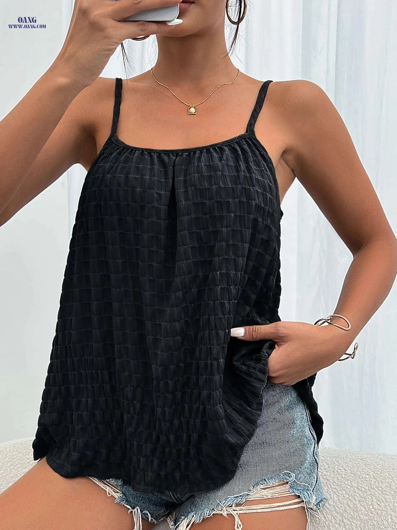Casual Solid Color Cami Top - Women's Sleeveless Spring Style   OAXG 