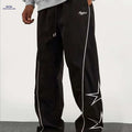 Casual Straight-Leg Pants with Star Patch - Elastic-Free Drawstring   OAXG 