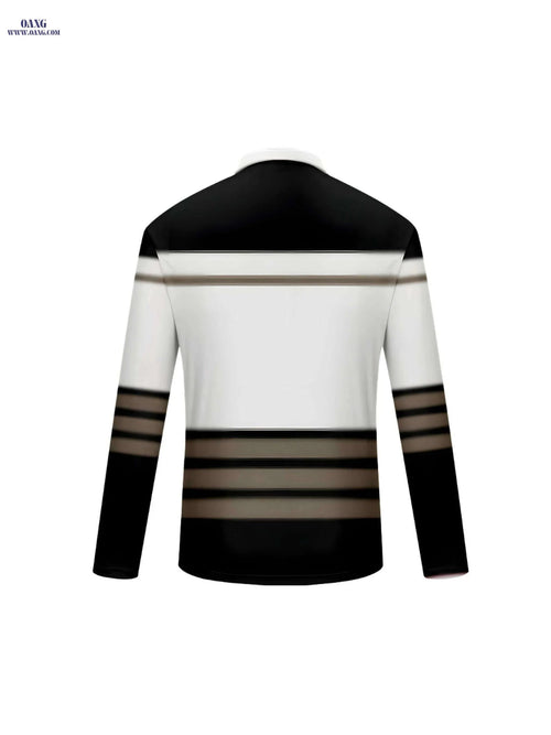 Casual Striped Long Sleeve Shirt - Zipper Closure for All Seasons   OAXG Mixed Color / M