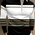 Casual Striped Long Sleeve Shirt - Zipper Closure for All Seasons   OAXG Mixed Color / M