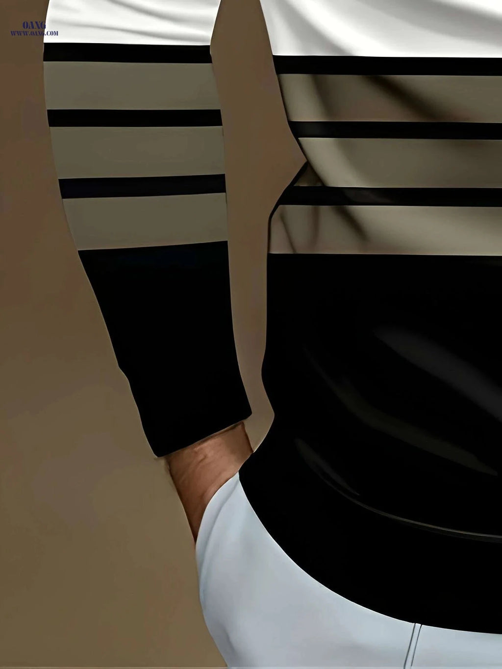 Casual Striped Long Sleeve Shirt - Zipper Closure for All Seasons   OAXG Mixed Color / M