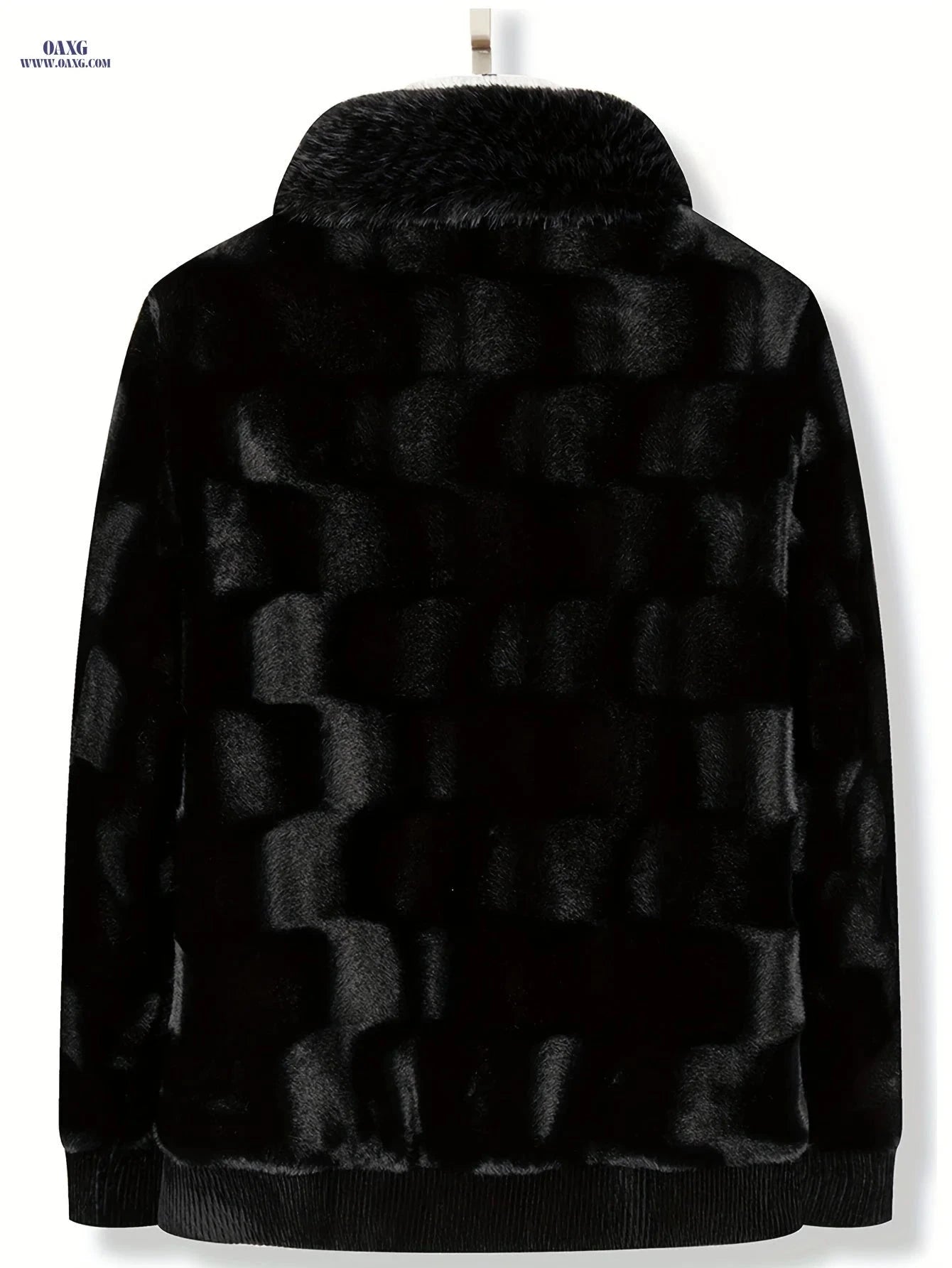 Casual Stylish Jacket for Men - Zippered Cuffs & Faux Fur Collar   OAXG Black / FR XL