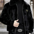 Casual Stylish Jacket for Men - Zippered Cuffs & Faux Fur Collar   OAXG Black / FR XL