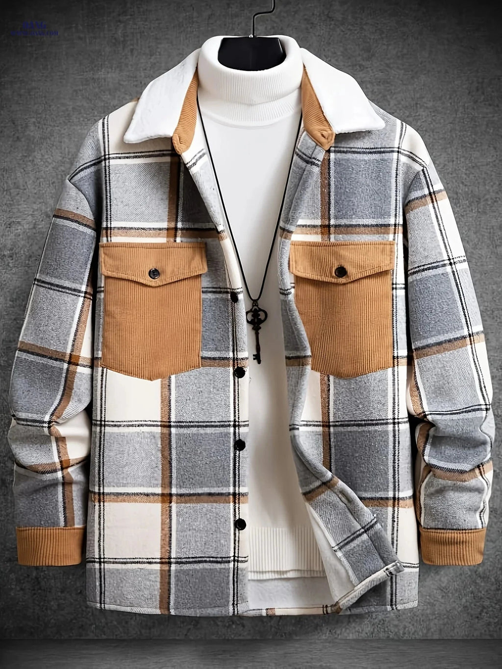 Casual Stylish Men's Jacket - Polyester, Button Closure for Fall/Winter   OAXG 
