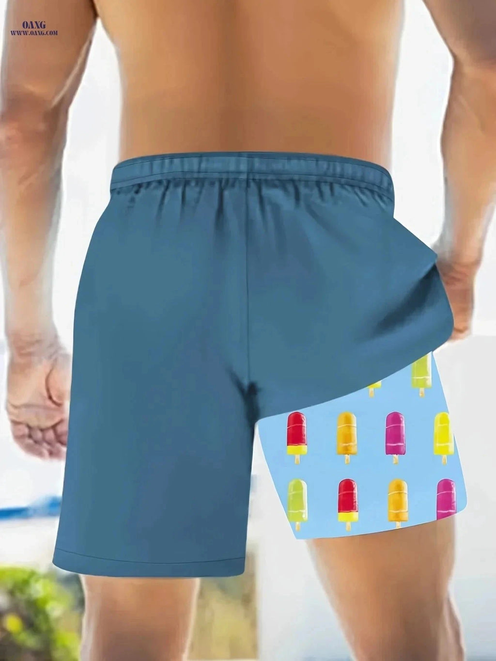 Casual Summer Beach Shorts for Men - 95% Polyester, Machine Washable   OAXG Mixed colors / FR XS