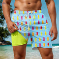 Casual Summer Beach Shorts for Men - 95% Polyester, Machine Washable   OAXG Mixed colors / FR XS