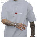 Casual Summer Love Heart Graphic T-shirt for Men - Short Sleeve Crew Neck   OAXG Black / S