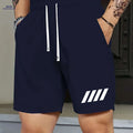 Casual Summer Print Shorts for Men - Drawstring & Comfortable Fit   OAXG Navy Blue / FR S