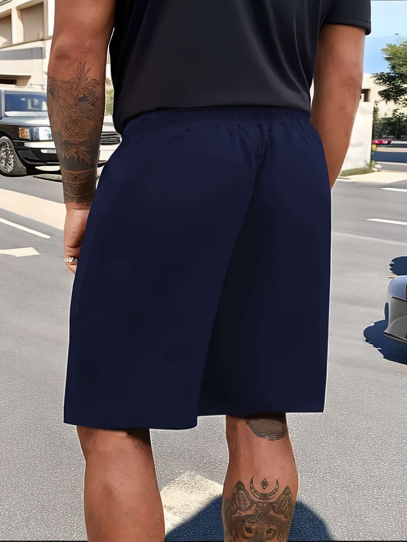 Casual Summer Print Shorts for Men - Drawstring & Comfortable Fit   OAXG Navy Blue / FR S
