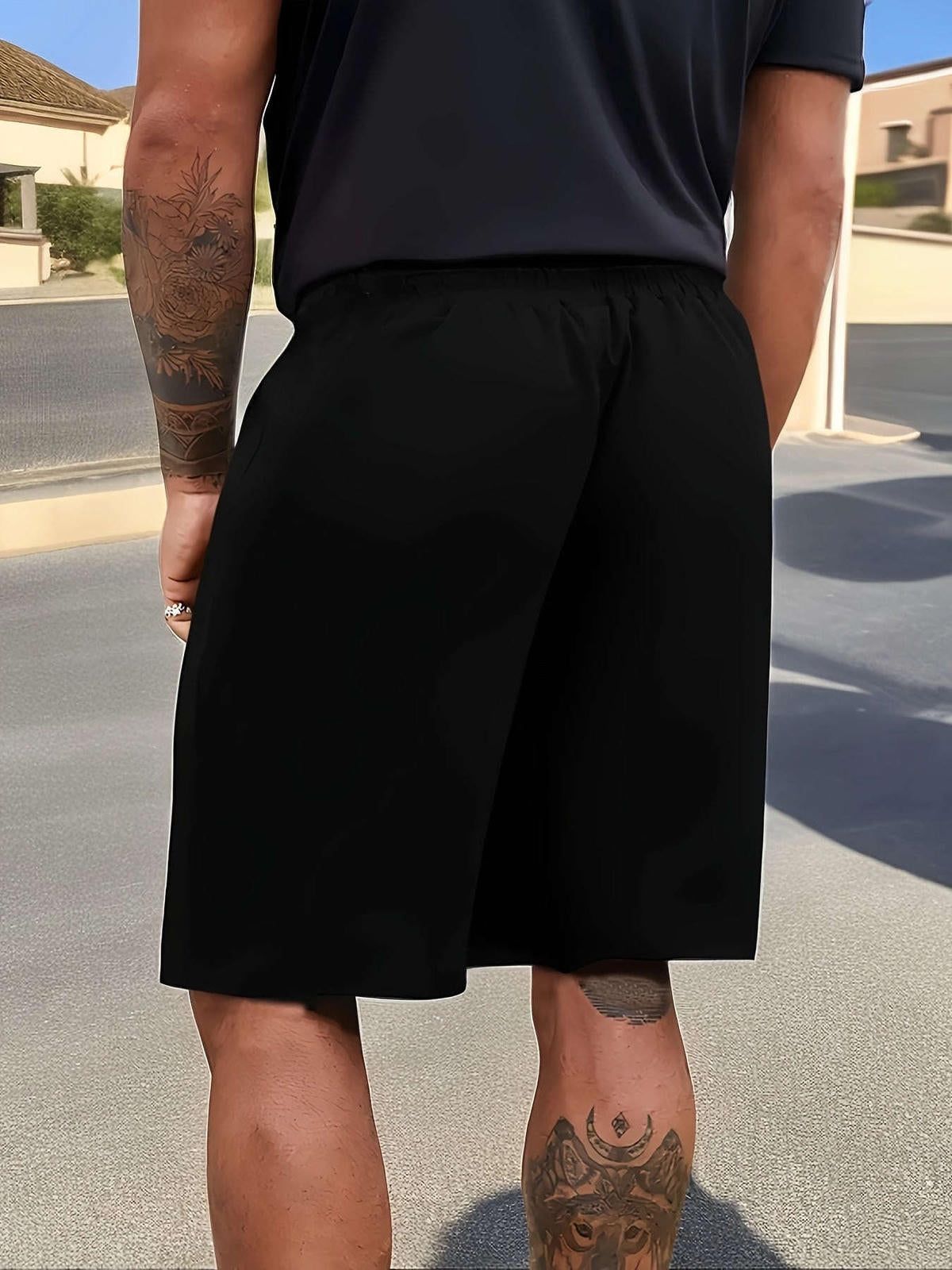 Casual Summer Print Shorts for Men - Drawstring & Comfortable Fit   OAXG Navy Blue / FR S