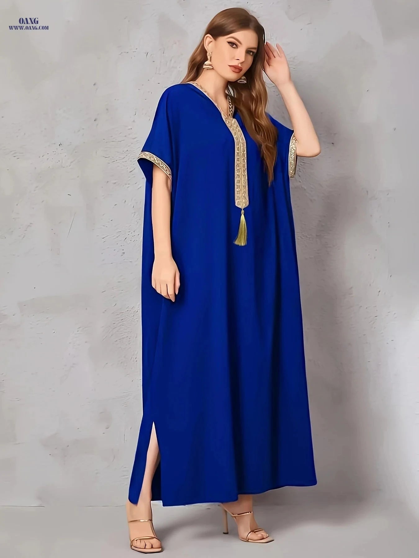 Casual Vacation Home Robe for Women - Long Length with Hood & Tassels   OAXG 