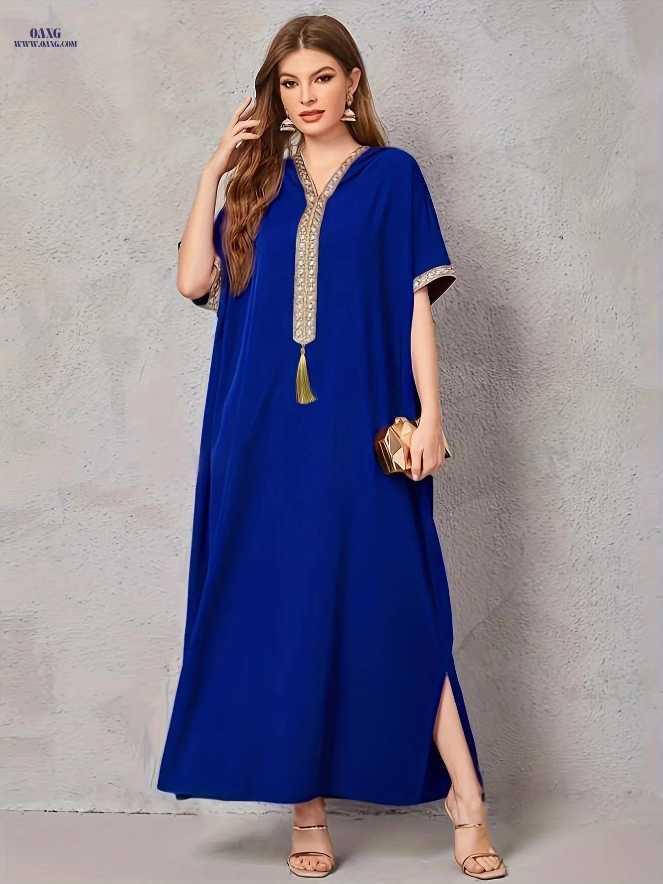 Casual Vacation Home Robe for Women - Long Length with Hood & Tassels   OAXG 