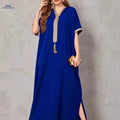 Casual Vacation Home Robe for Women - Long Length with Hood & Tassels   OAXG Blue / S