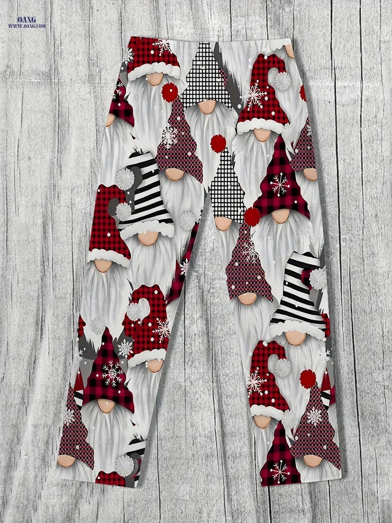 Casual Vintage 3D Print Straight-Leg Pants for Men - Loose Fit   OAXG Red And White / FR M