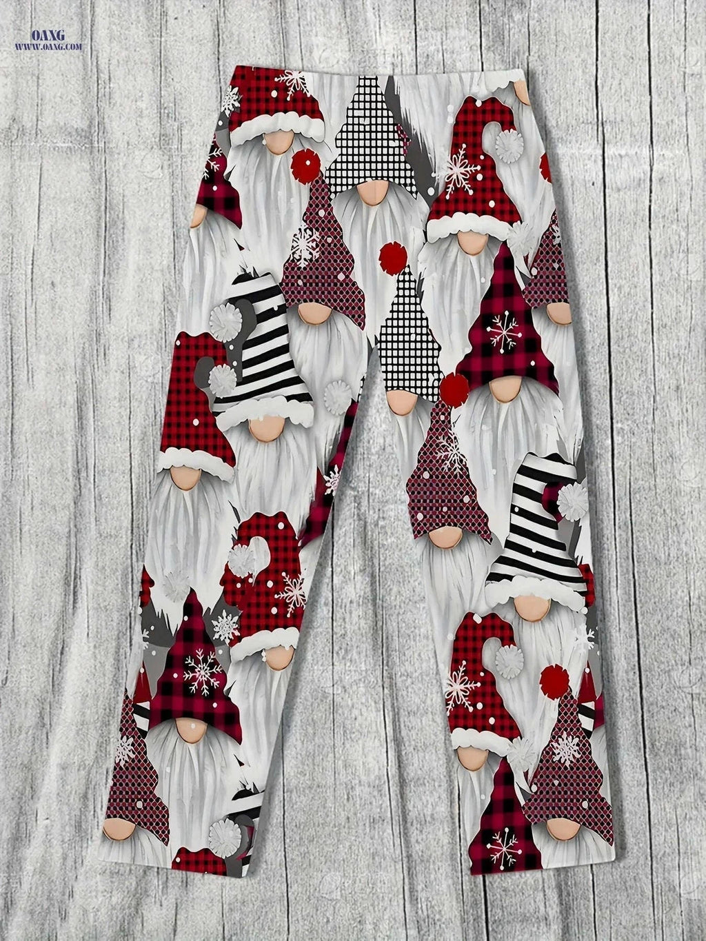 Casual Vintage 3D Print Straight-Leg Pants for Men - Loose Fit   OAXG Red And White / FR M