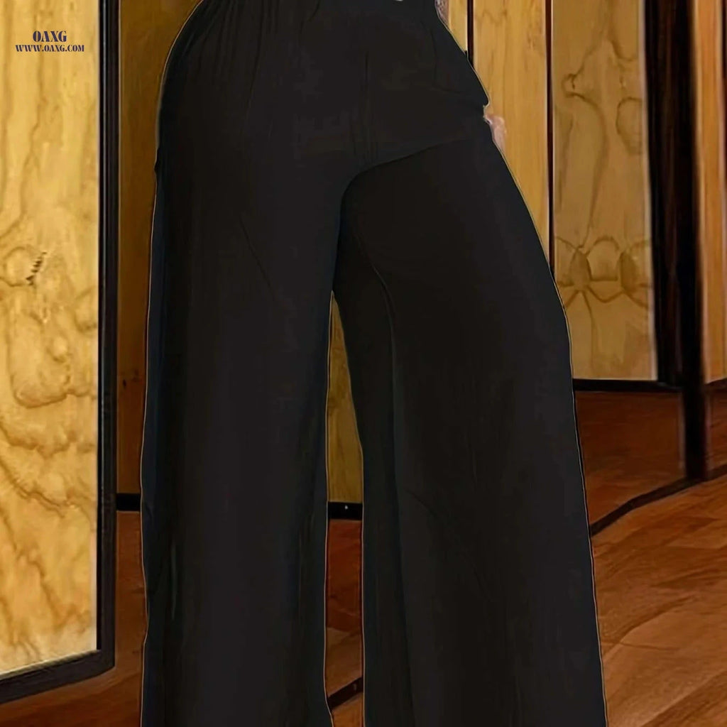 Casual Wide Leg Abstract Face Print Pants - Women's High Waist Style   OAXG 