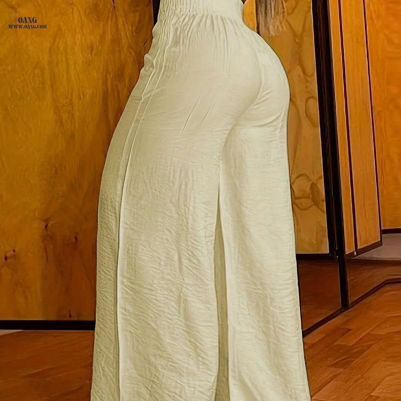 Casual Wide Leg Abstract Face Print Pants - Women's High Waist Style   OAXG 