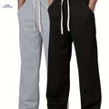 Casual Wide-Leg Outdoor Pants - Men's Solid Color, Machine Washable   OAXG 