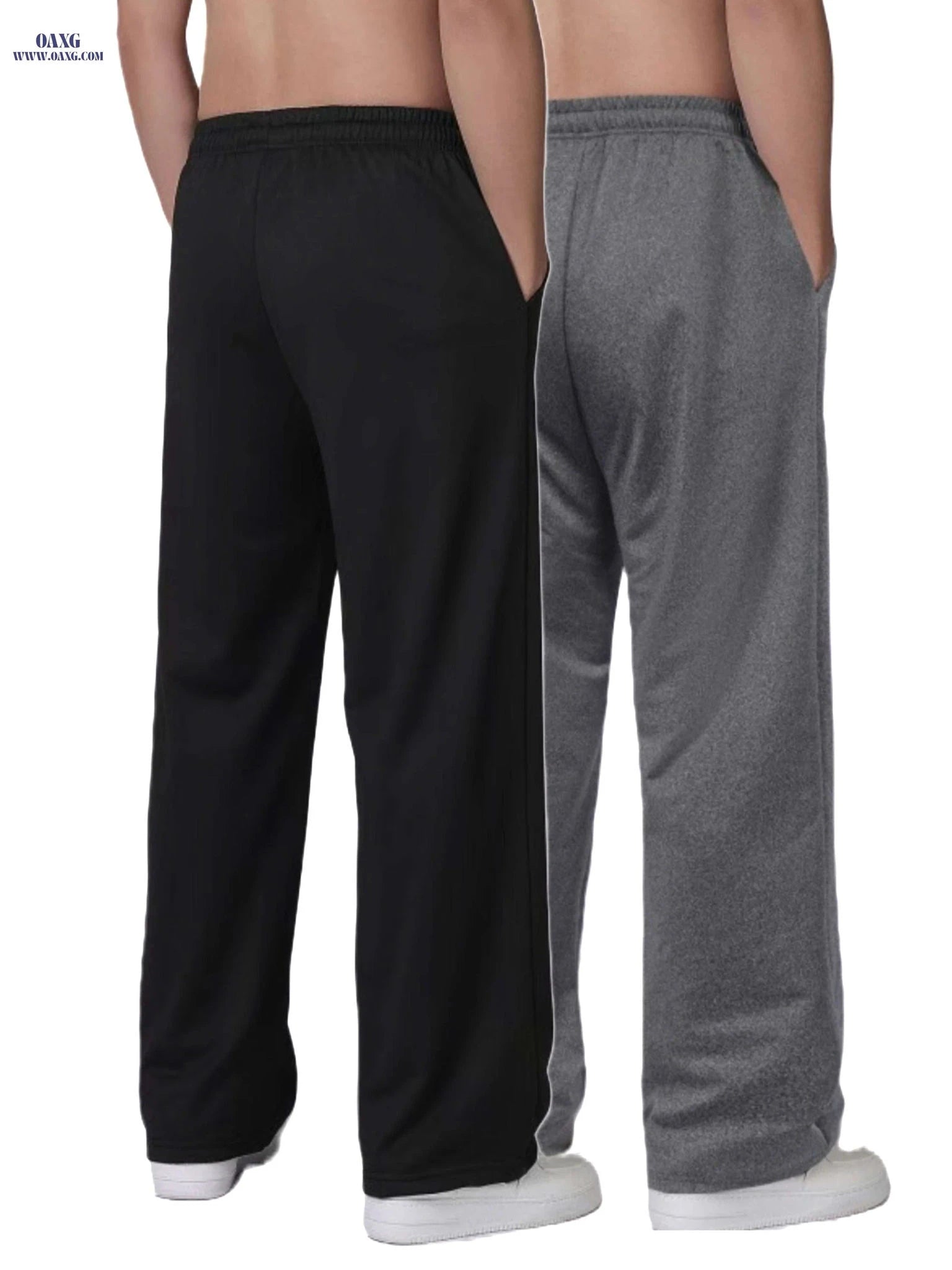 Casual Wide-Leg Outdoor Pants - Men's Solid Color, Machine Washable   OAXG Black+gray / FR XXL
