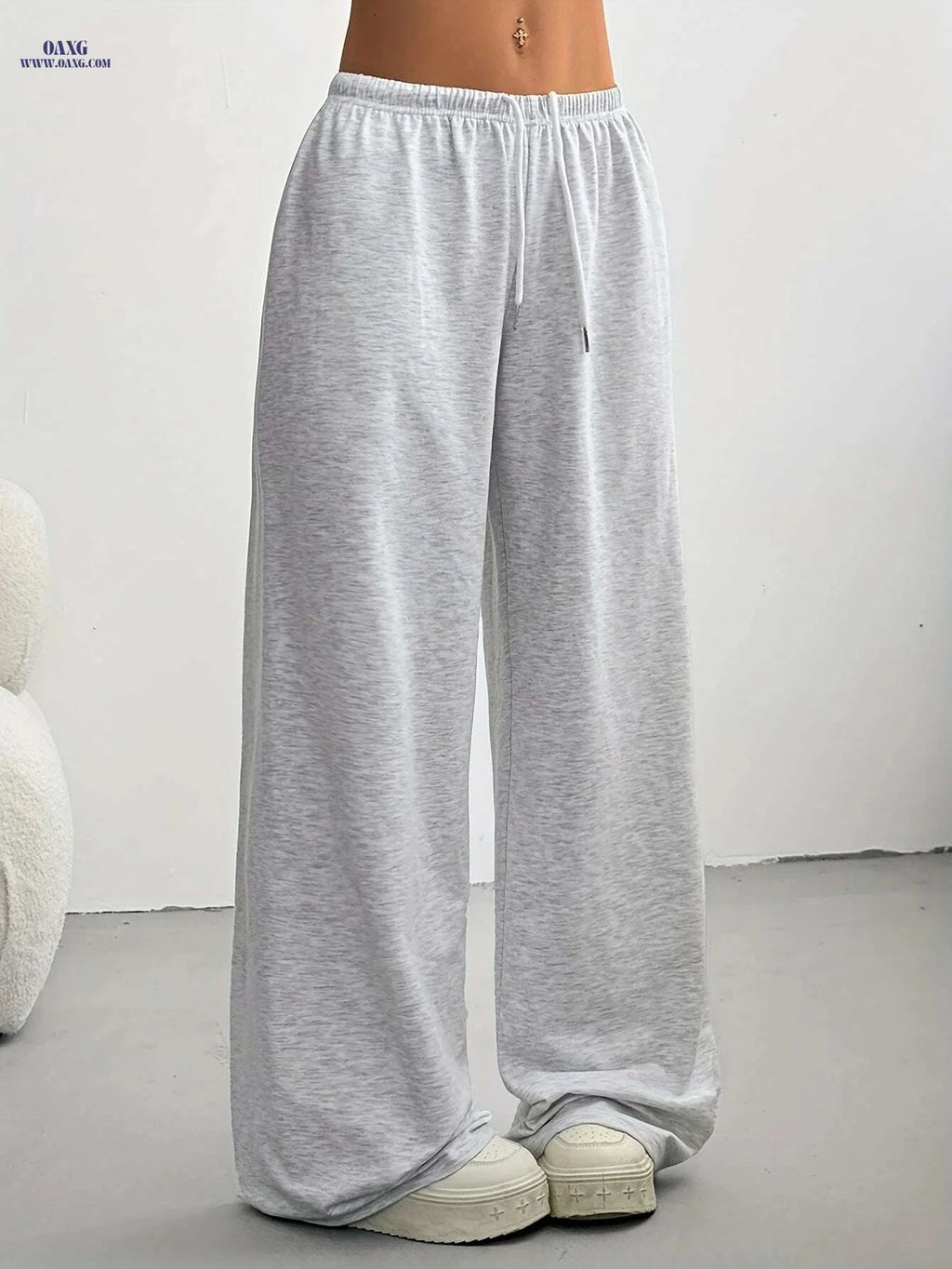 Casual Women's Drawstring Pants - Wide-Leg Joggers for All Seasons   OAXG 