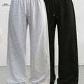 Casual Women's Drawstring Pants - Wide-Leg Joggers for All Seasons   OAXG Light Grey+Black / XS