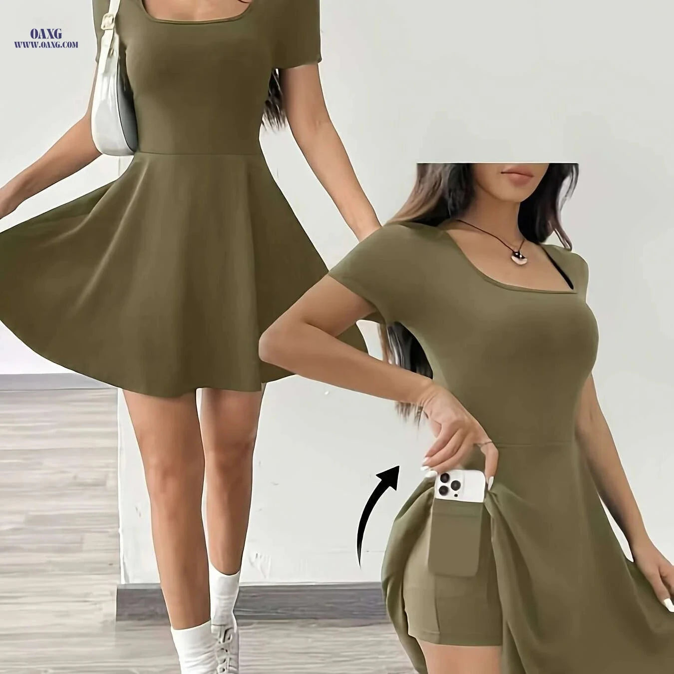 Casual Women's Pink Short Sleeve Dress - Perfect for Summer Style   OAXG 