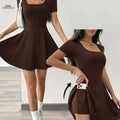 Casual Women's Pink Short Sleeve Dress - Perfect for Summer Style   OAXG 
