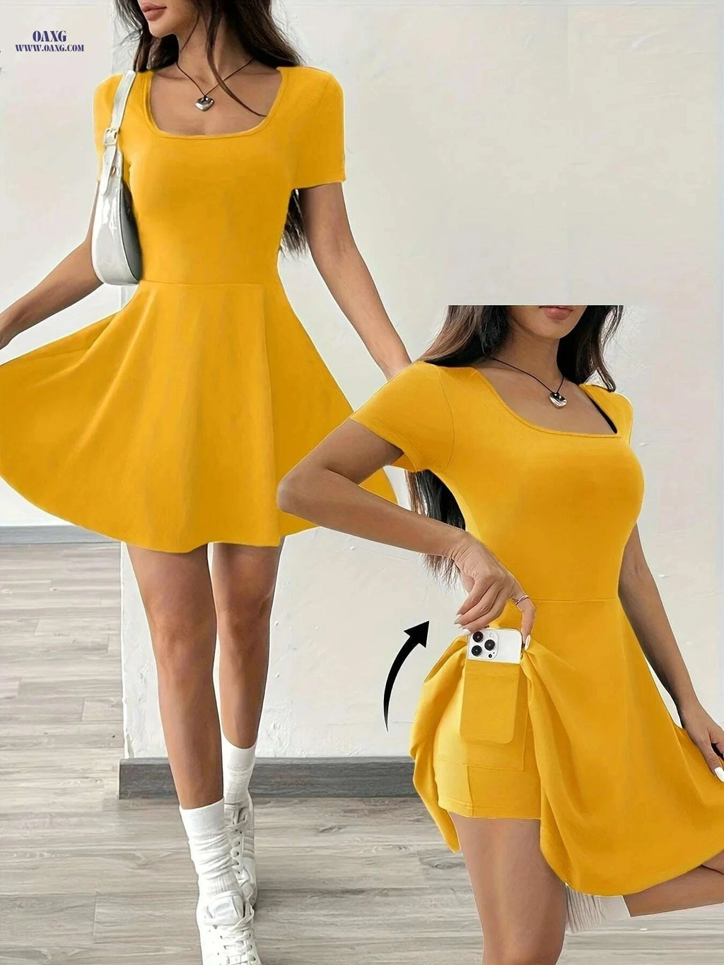 Casual Women's Pink Short Sleeve Dress - Perfect for Summer Style   OAXG 