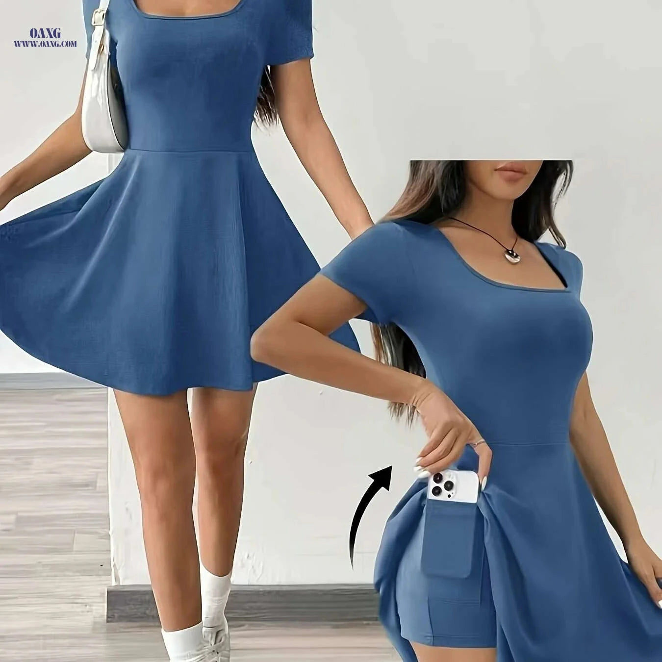Casual Women's Pink Short Sleeve Dress - Perfect for Summer Style   OAXG 