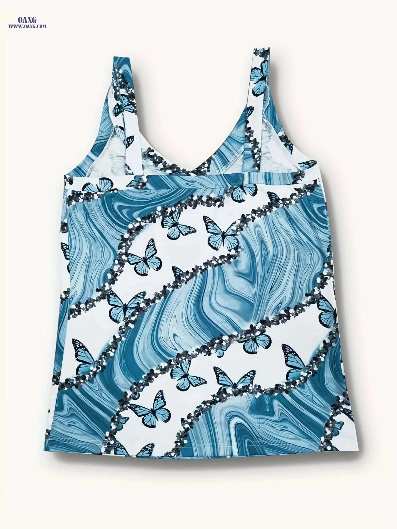 Casual Women's Sleeveless V Neck Cami Top - Summer Sequin Print   OAXG Purple / S