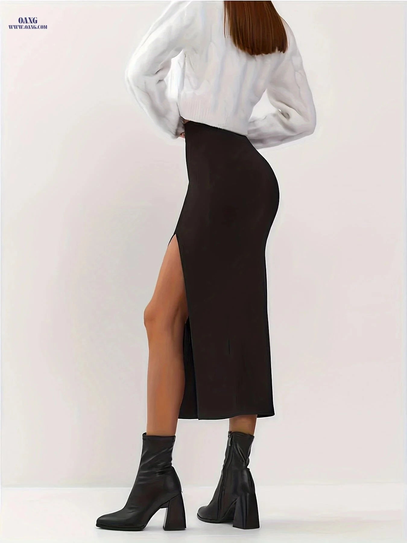 Casual Women's Split Skirt - Comfortable 100% Polyester Design   OAXG 