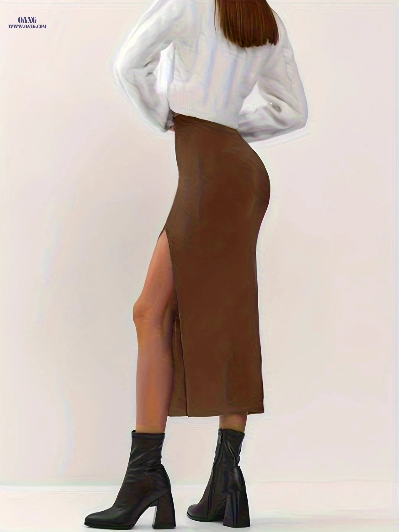 Casual Women's Split Skirt - Comfortable 100% Polyester Design   OAXG 