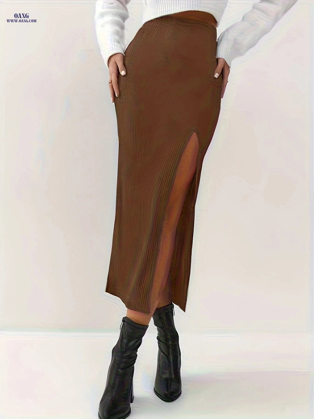 Casual Women's Split Skirt - Comfortable 100% Polyester Design   OAXG 