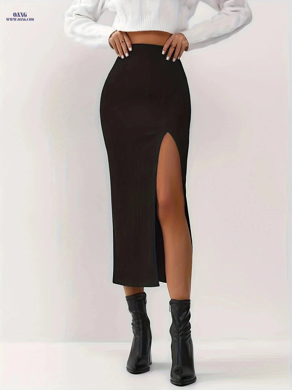 Casual Women's Split Skirt - Comfortable 100% Polyester Design   OAXG 
