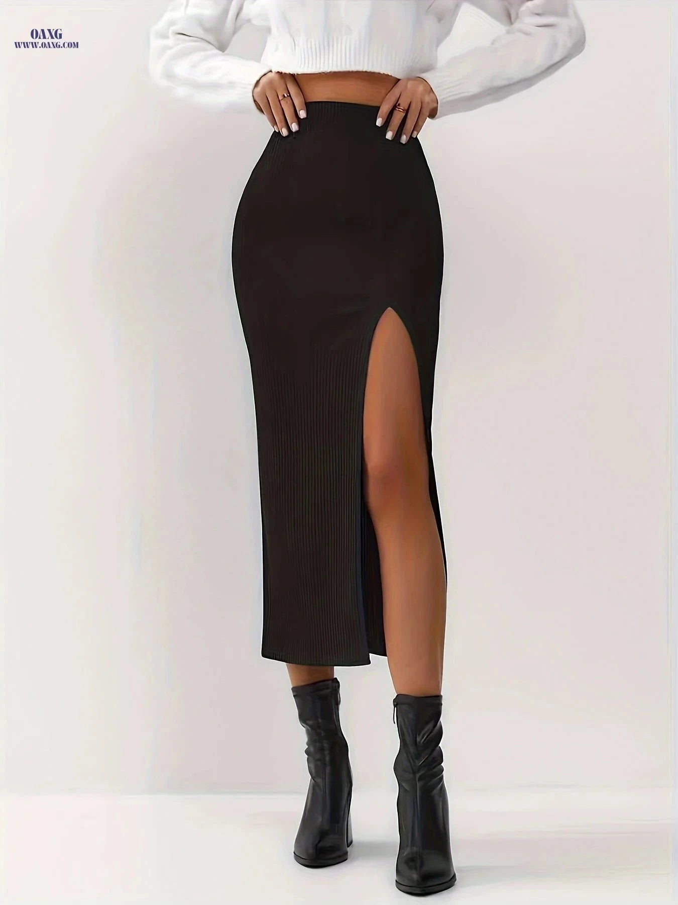 Casual Women's Split Skirt - Comfortable 100% Polyester Design   OAXG 