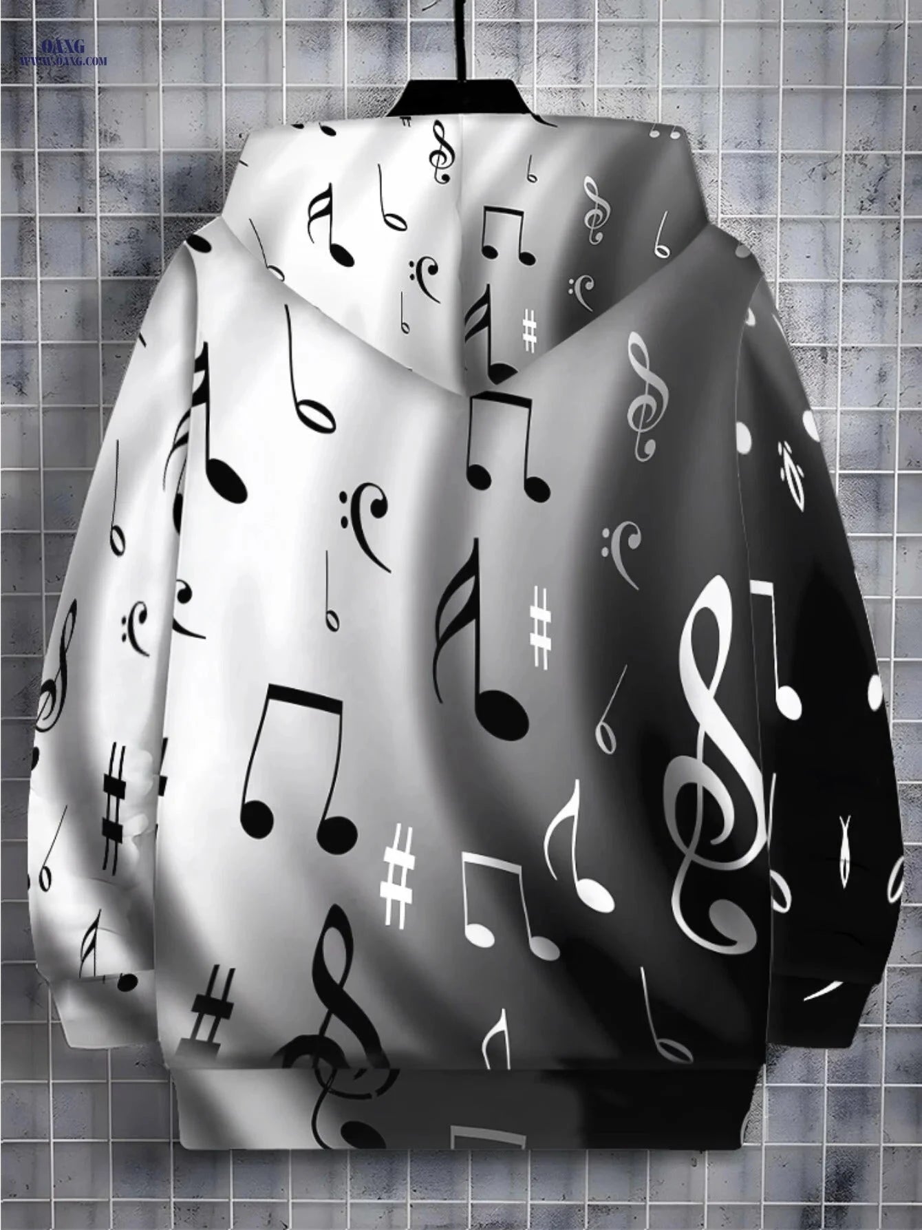 Champion Quality Men's Zip-Up Hoodie - Music Note Print Design   OAXG 【Multicolor】 / FR M