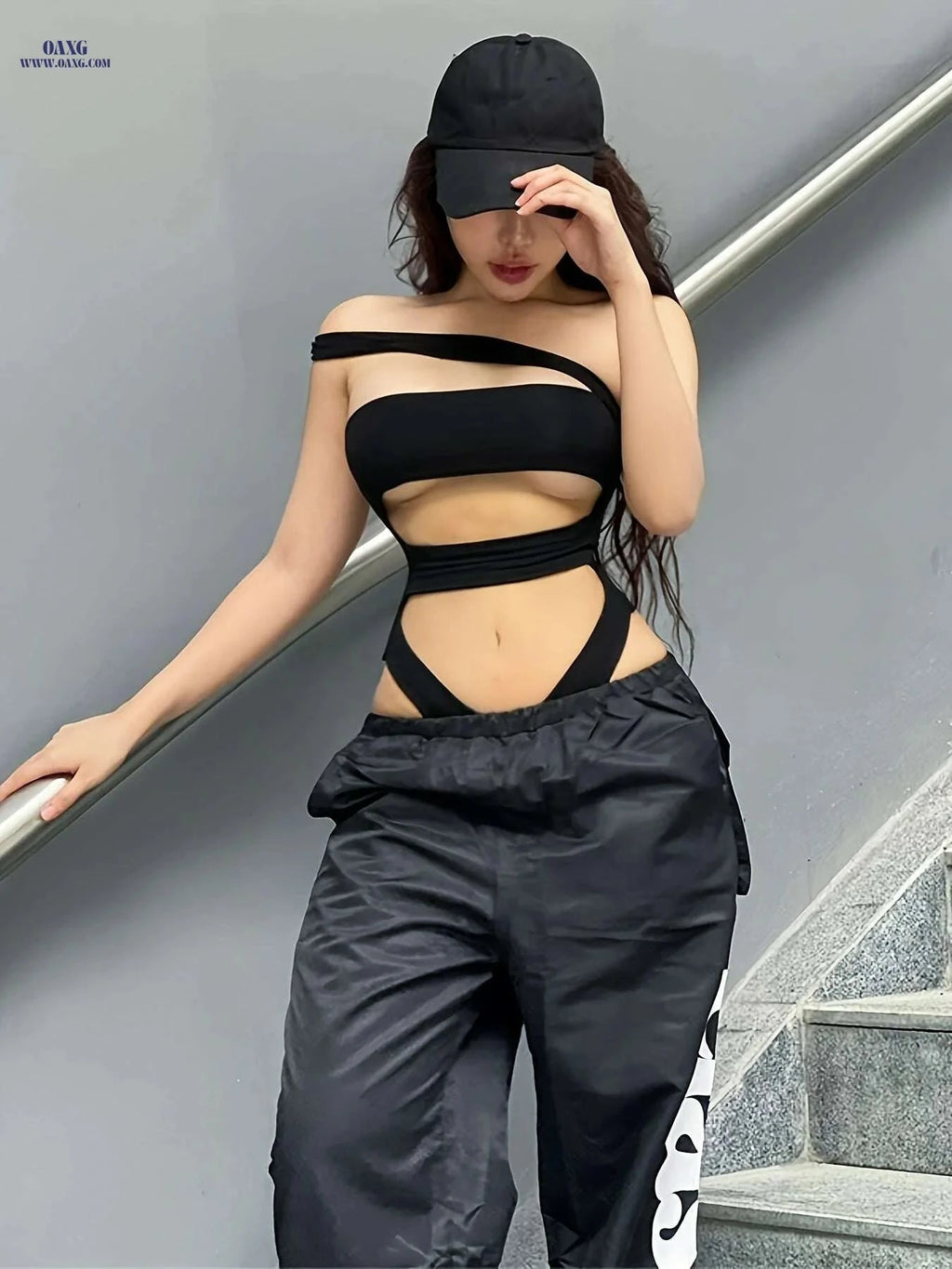 Chic Asymmetric One-Shoulder Party Dress - Elegant Summer Outfit   OAXG Black / S