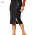 Chic Crocodile Embossed Midi Skirt - Slit Hem High Waist Style   OAXG 
