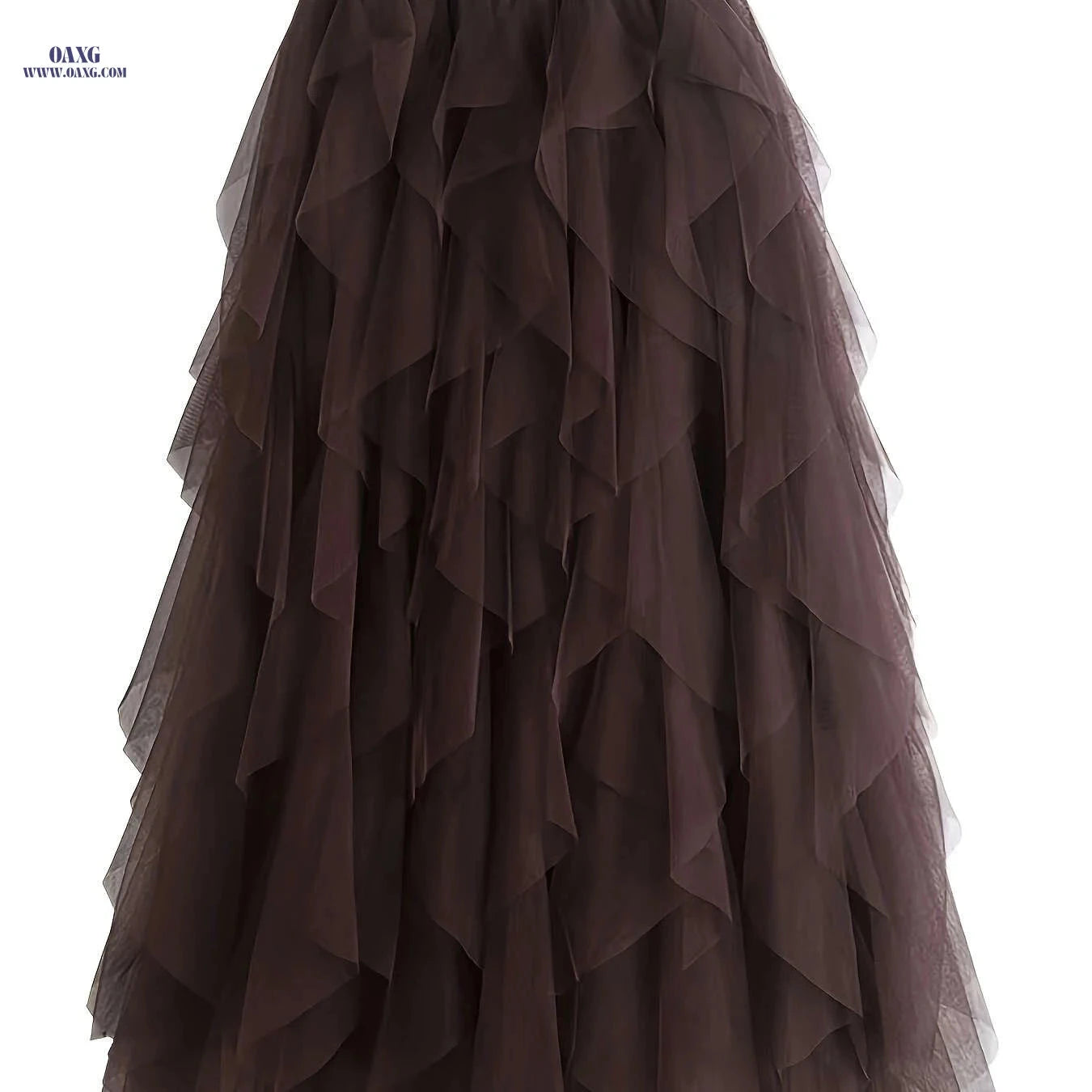 Chic Elegance High-Waist Tulle Skirt - Sheer Brown for Summer   OAXG 