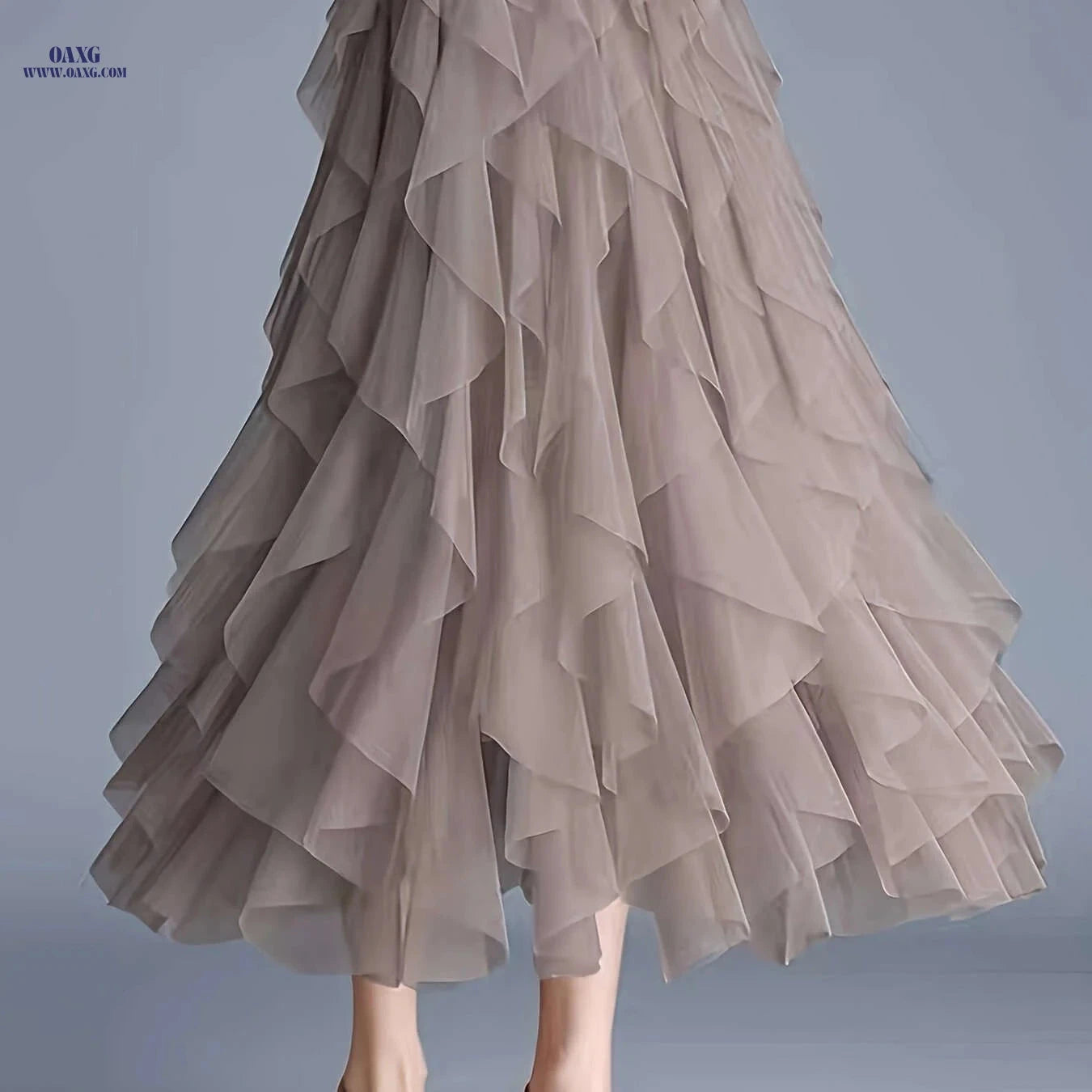 Chic Elegance High-Waist Tulle Skirt - Sheer Brown for Summer   OAXG 