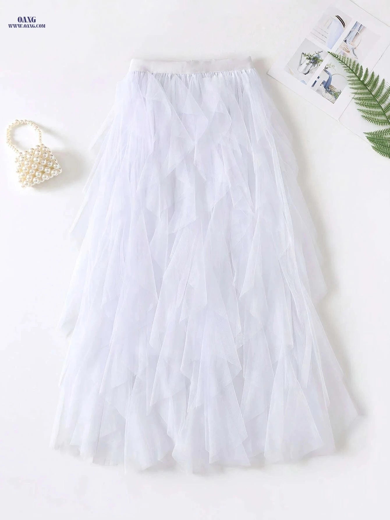 Chic Elegance High-Waist Tulle Skirt - Sheer Brown for Summer   OAXG 