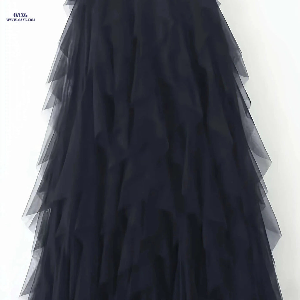 Chic Elegance High-Waist Tulle Skirt - Sheer Brown for Summer   OAXG 