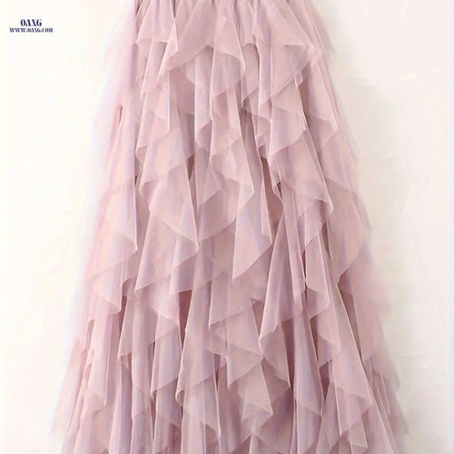 Chic Elegance High-Waist Tulle Skirt - Sheer Brown for Summer   OAXG Black / S