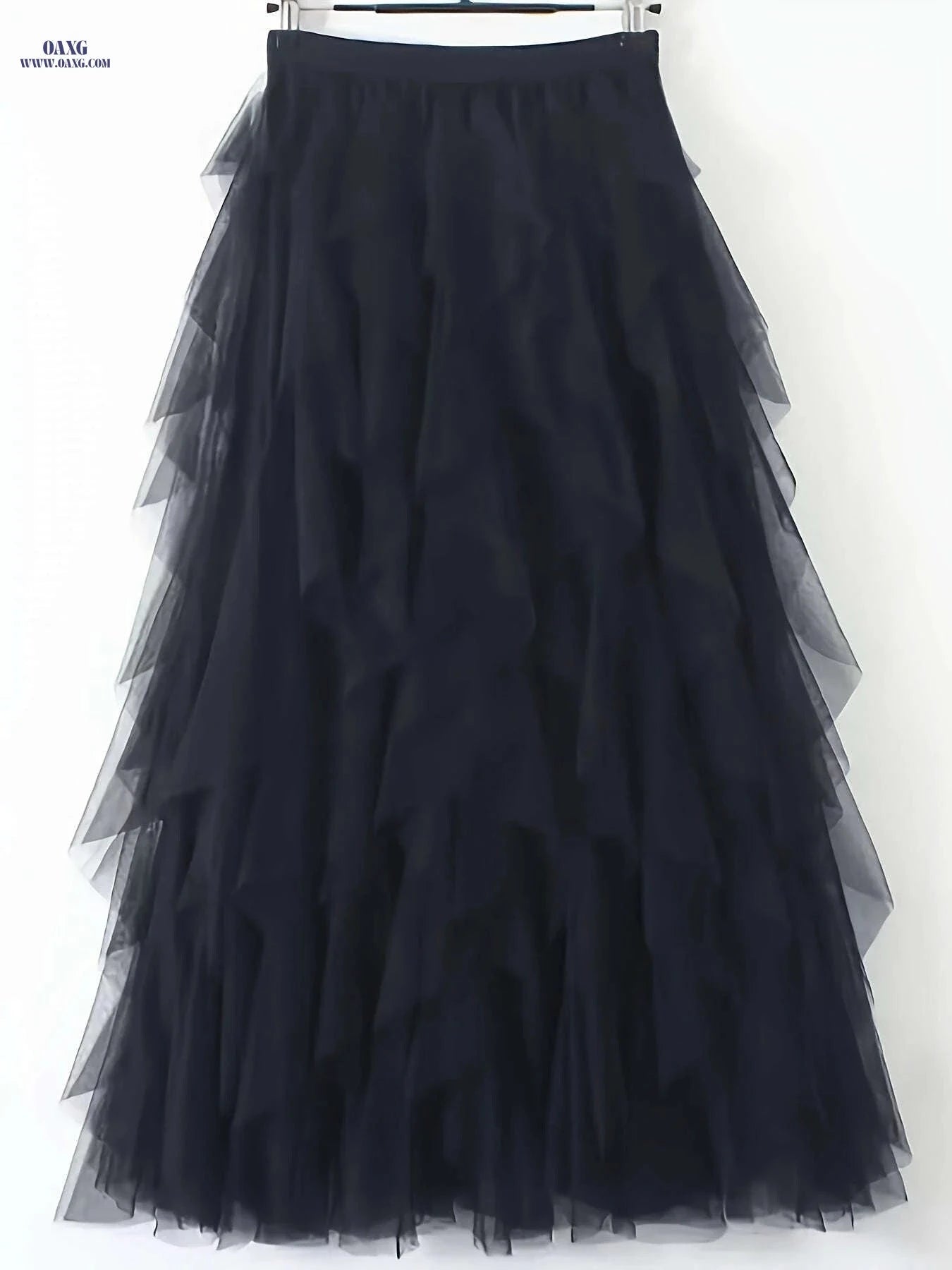 Chic Elegance High-Waist Tulle Skirt - Sheer Brown for Summer   OAXG Black / S