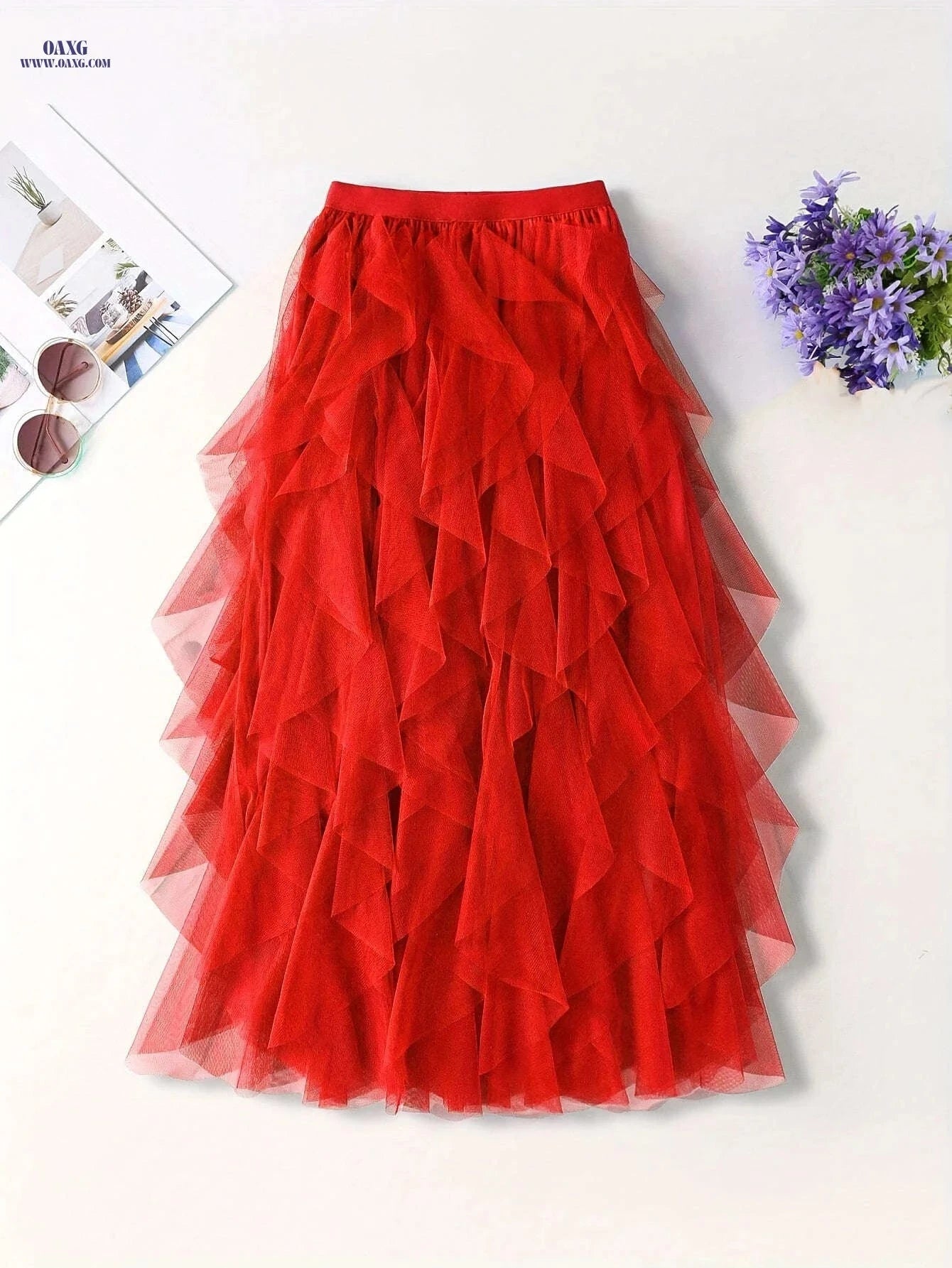 Chic Elegance High-Waist Tulle Skirt - Sheer Brown for Summer   OAXG 